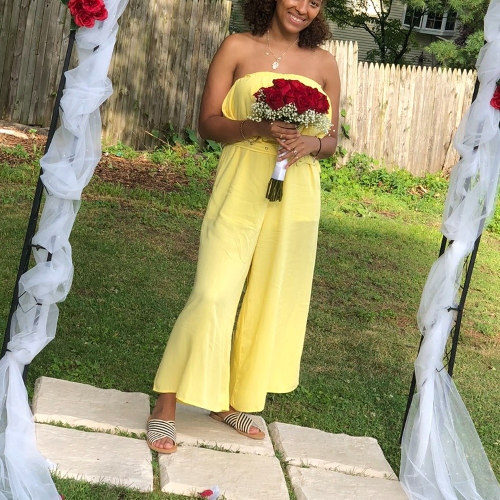 Forever 21 yellow jumpsuit